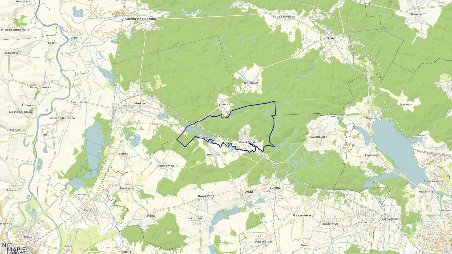 Mapa obrębu GÓRKI ŚLĄSKIE w gminie Nędza